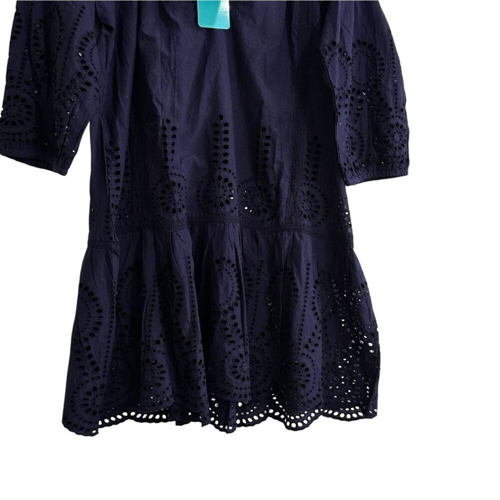 Melissa Odabash Ashley Eyelet Cotton Cover-up  Mini Dress, Size S Navy NWT - Picture 9 of 16